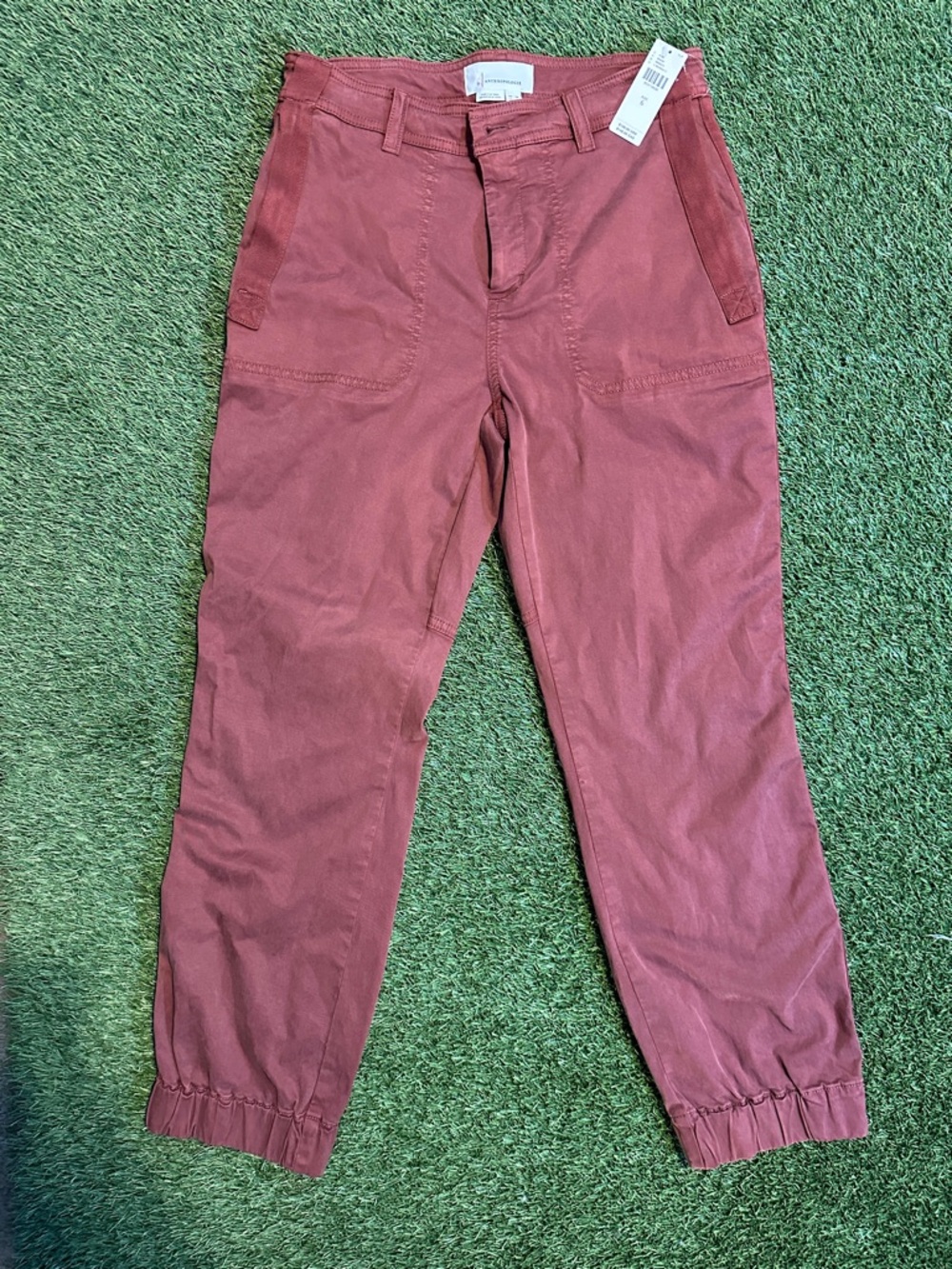 NWT Anthropologie Rust Red Rose Cargo Utility Pants Womens Size 6 MSRP $128